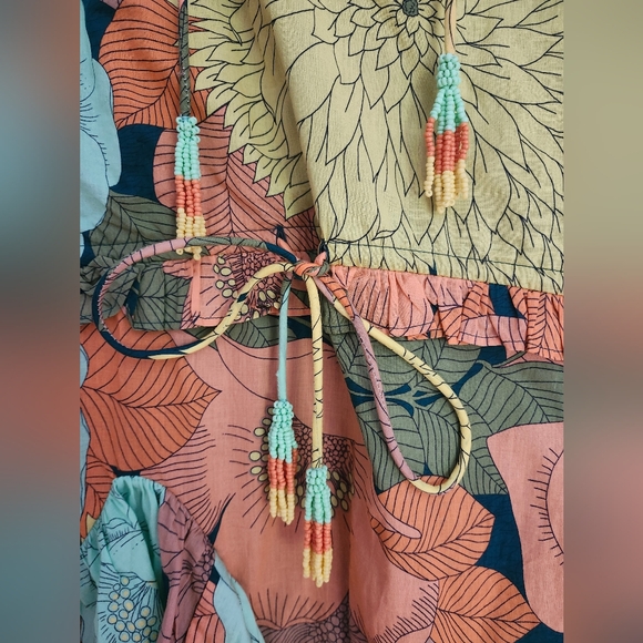 New with Tags Farm Rio for Anthropologie Long Sleeve Floral Midi Dress, Small - Picture 8 of 9